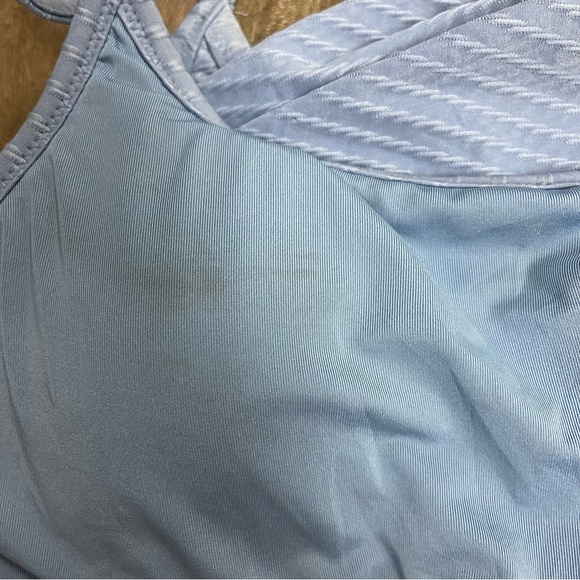 Aerie Bikini Top Women's Size Large Coast Blue Jacquard‎ Longline Scoop Neckline - Picture 10 of 10